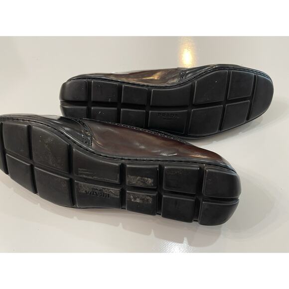 PRADA SPAZZOLATO FUME NERO BRUCIATO Black & Brown LEATHER Size 11 - Picture 5 of 8